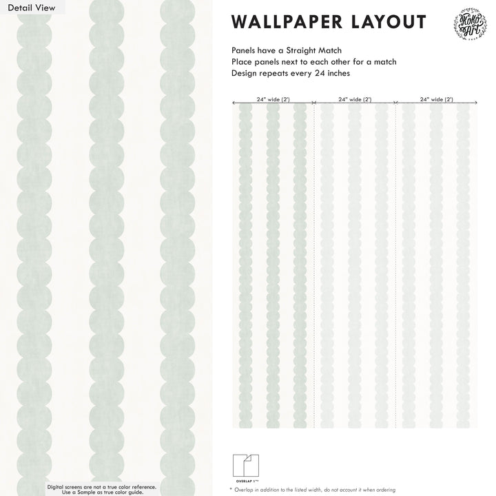 Pebble Column Stripe Wallpaper in Sage and Off White
