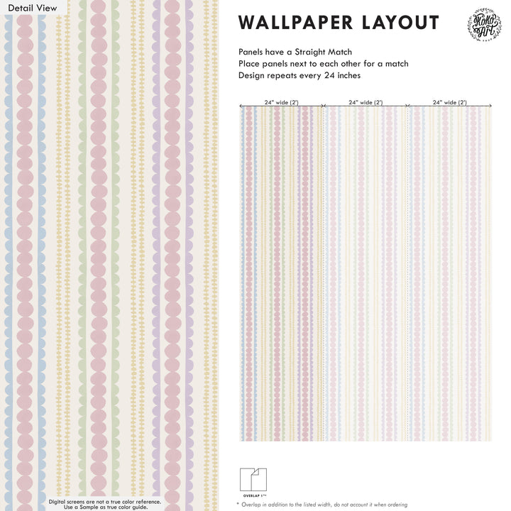Halston Pebble Column Wallpaper in Sweet Baby Colors