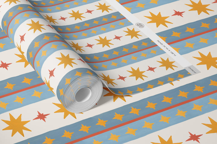 Vintage Starburst Stripe Parade Wallpaper
