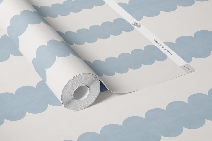 Pebble Column Stripe Wallpaper - Romantic Blue and Cream