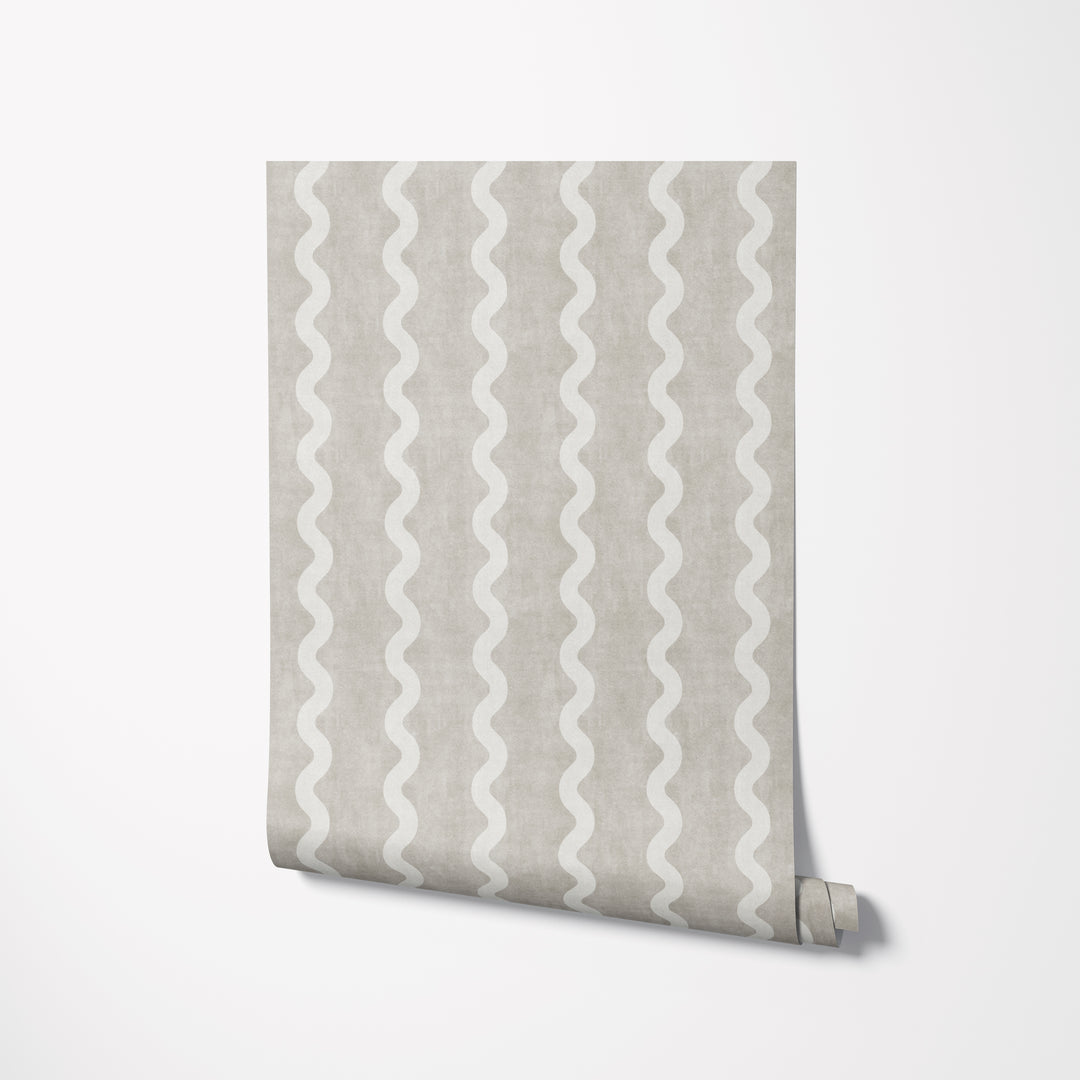 Minimalist Linen Wave Stripe Wallpaper