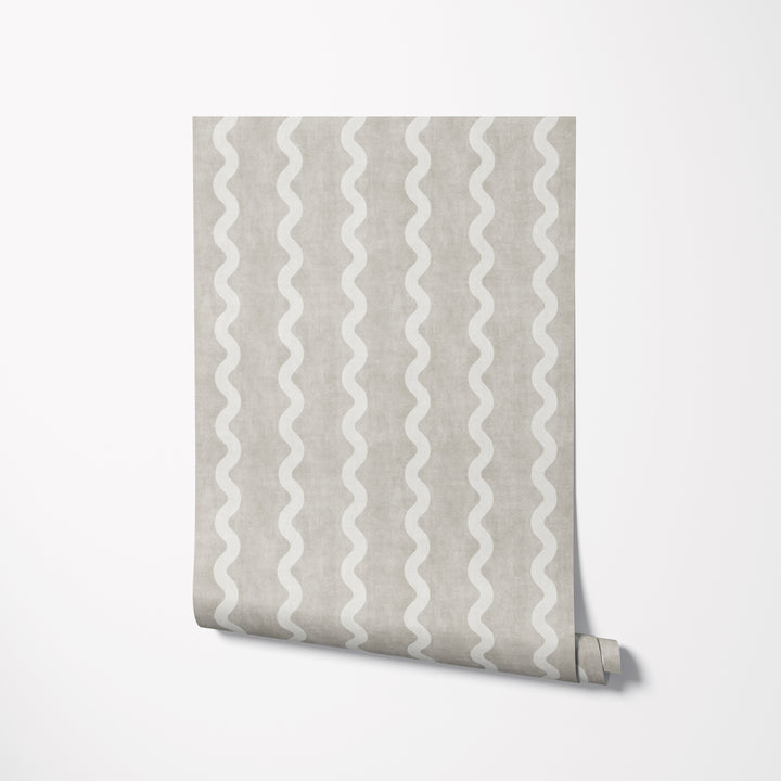 Minimalist Linen Wave Stripe Wallpaper