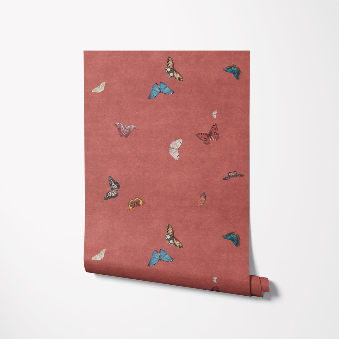 Vintage Butterfly Wallpaper - Terracotta