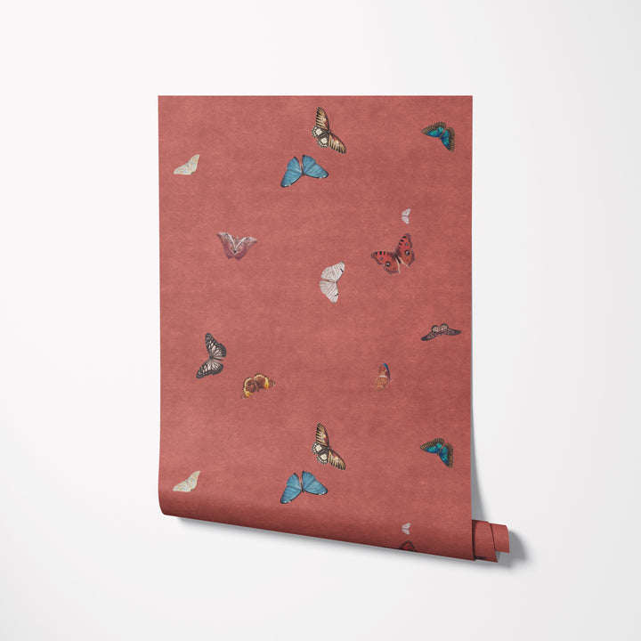 Vintage Butterfly Wallpaper - Terracotta