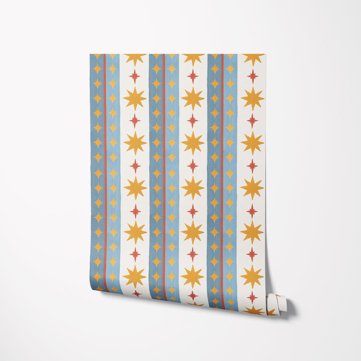 Vintage Starburst Stripe Parade Wallpaper