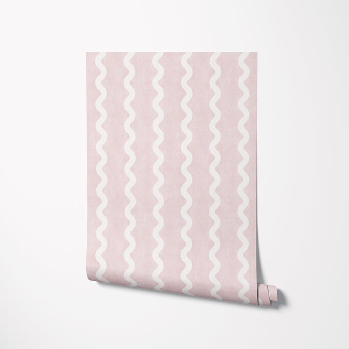 Minimalist Linen Wave Stripe Wallpaper