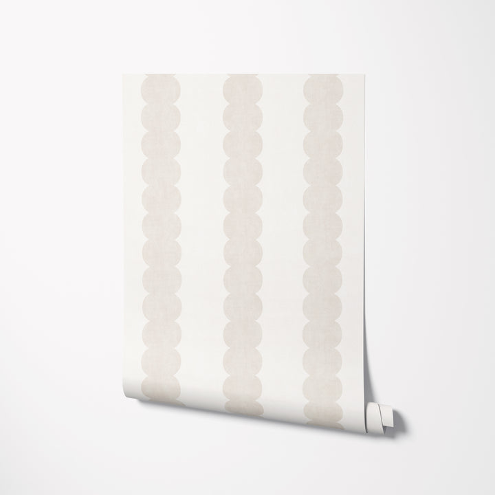Pebble Column Stripe Wallpaper in Light Beige and Off White