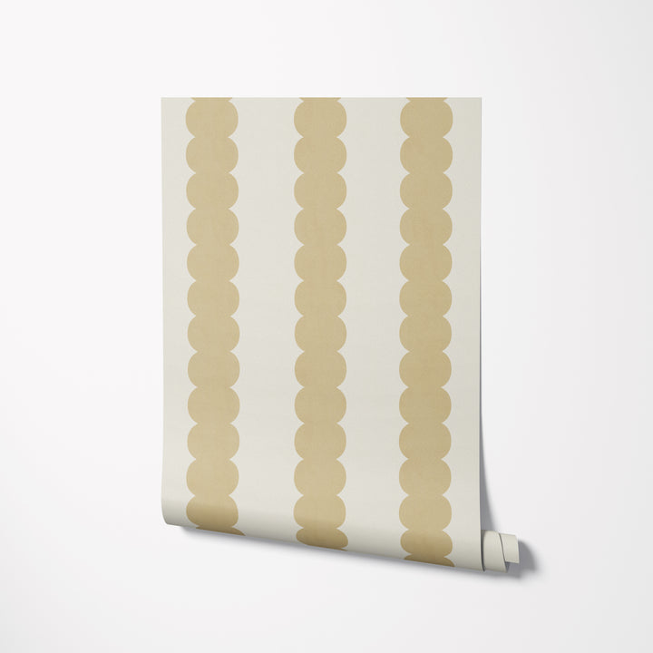 Pebble Column Stripe Wallpaper in Mustard and Light Cream