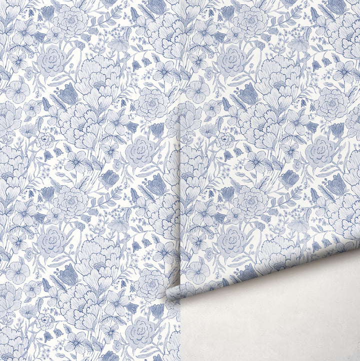 Romantic Meadow Wallpaper in Blue - Studio Exclusive
