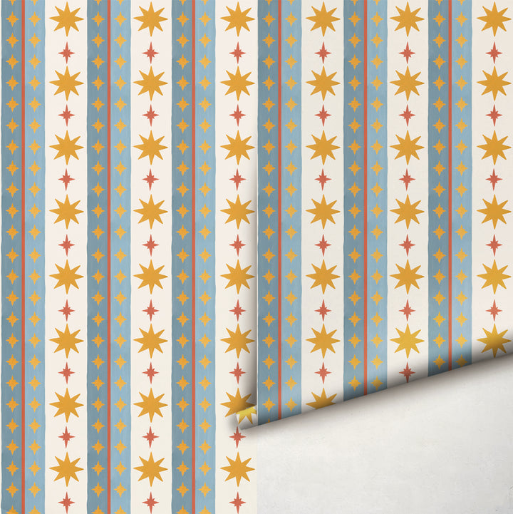 Vintage Starburst Stripe Parade Wallpaper