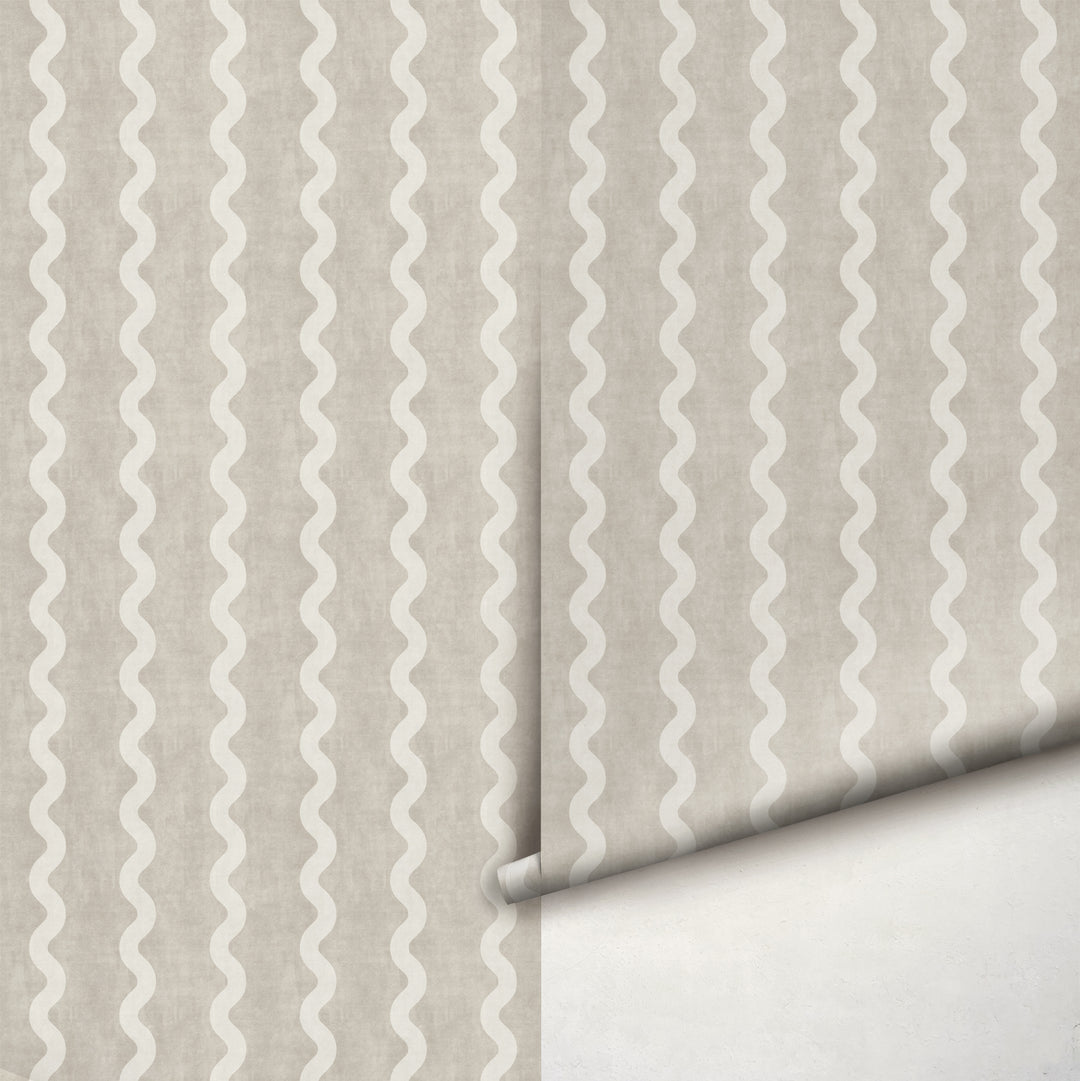 Minimalist Linen Wave Stripe Wallpaper