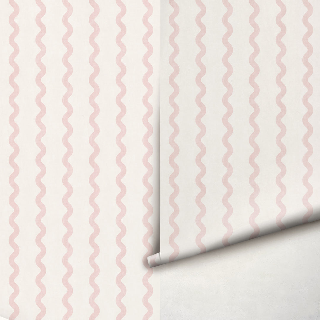 Minimalist Linen Wave Stripe Wallpaper