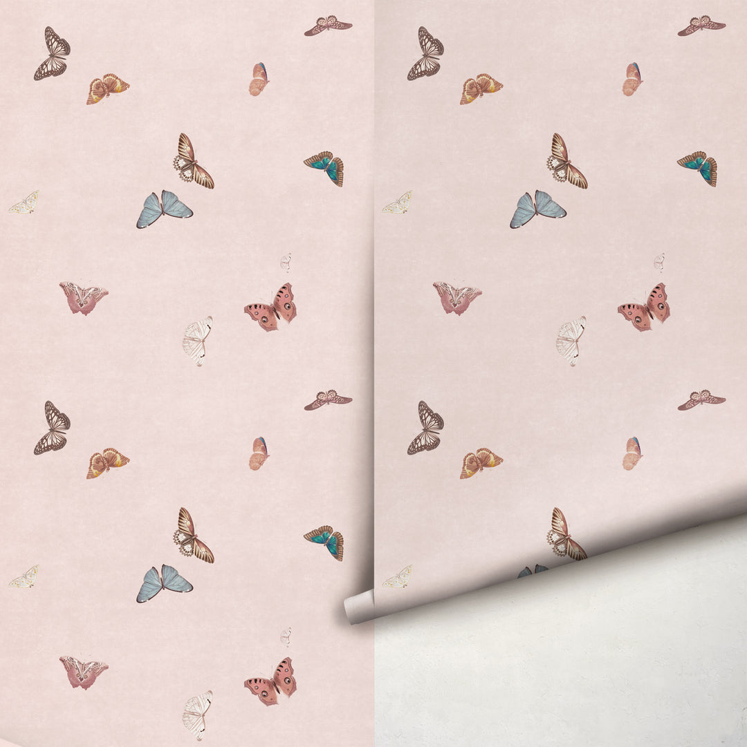 Vintage Butterfly Wallpaper - Pink