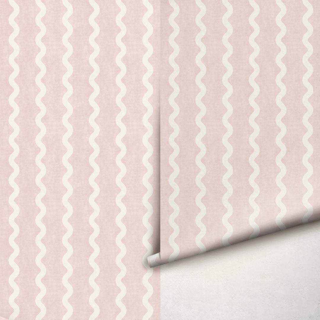 Minimalist Linen Wave Stripe Wallpaper