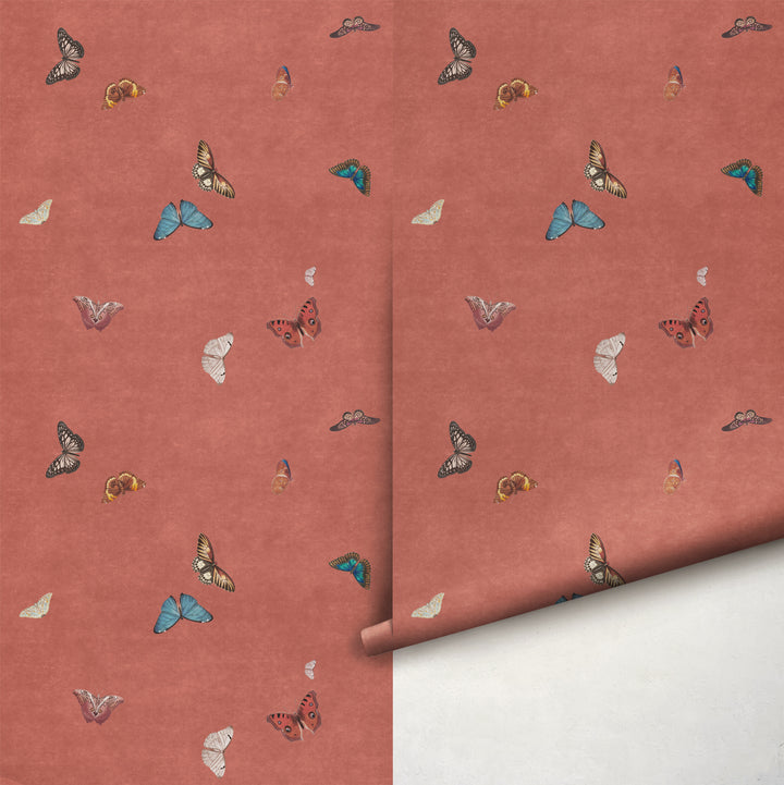 Vintage Butterfly Wallpaper - Terracotta