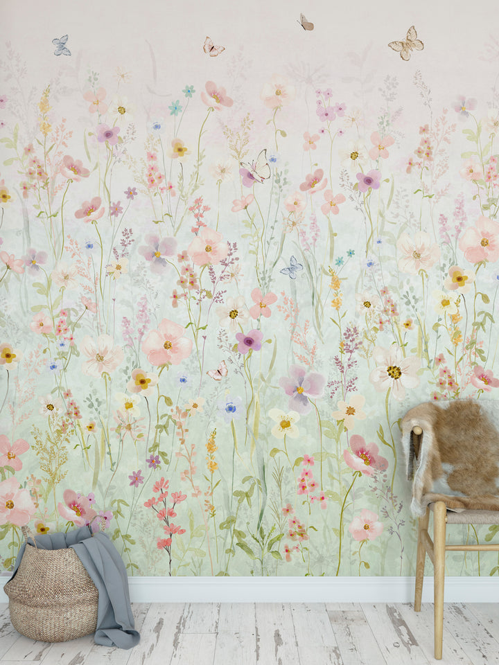 Field of Wildflowers at Sunrise Mural