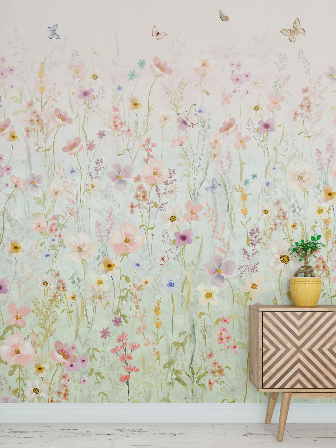 Field of Wildflowers at Sunrise Mural