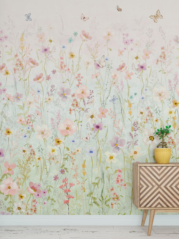 Field of Wildflowers at Sunrise Mural
