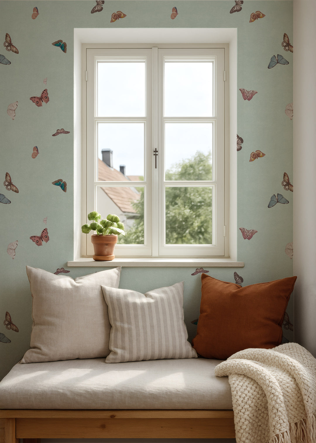 Vintage Butterfly Wallpaper - Mint