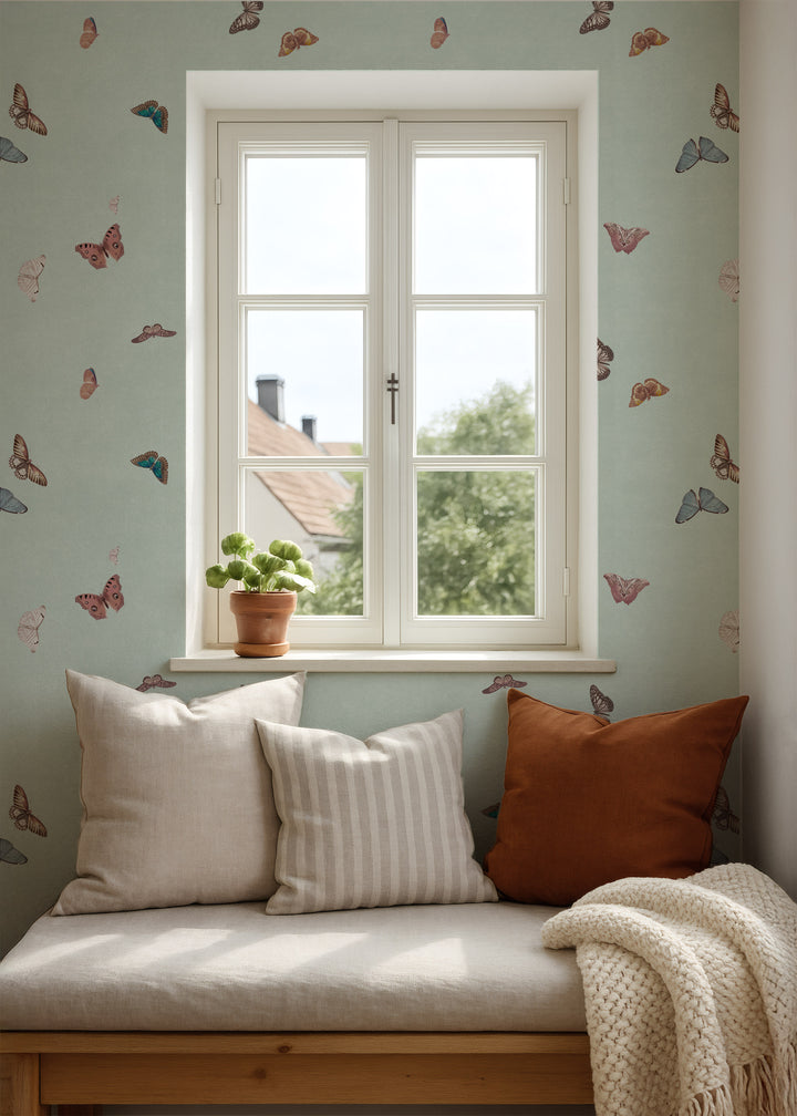 Vintage Butterfly Wallpaper - Mint