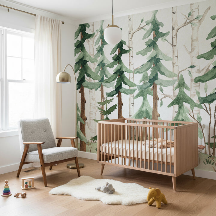 Woodland Watercolor Mural