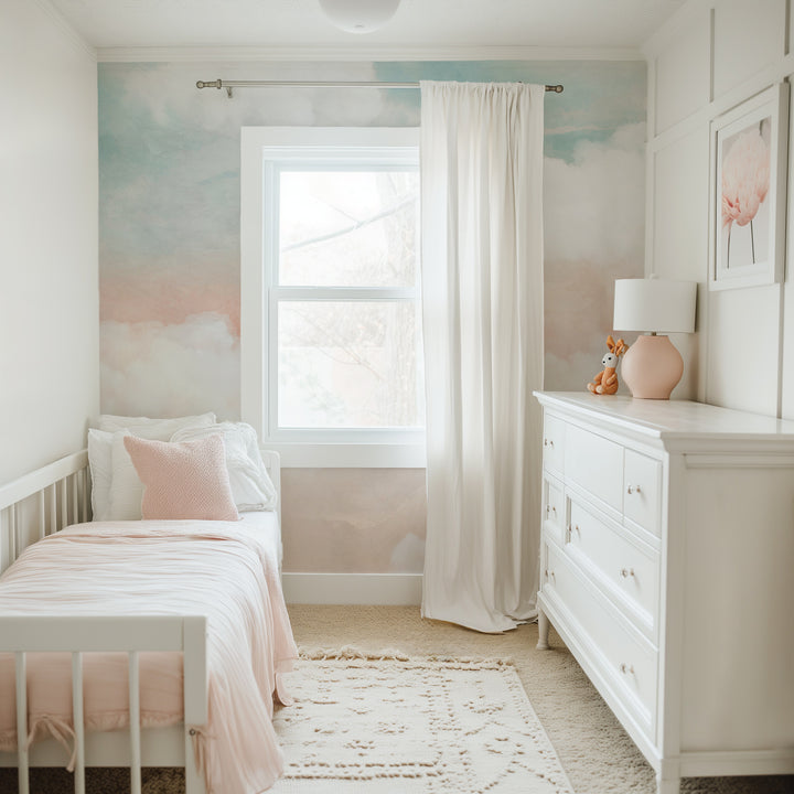 Abstract Clouds in Blush and Blue