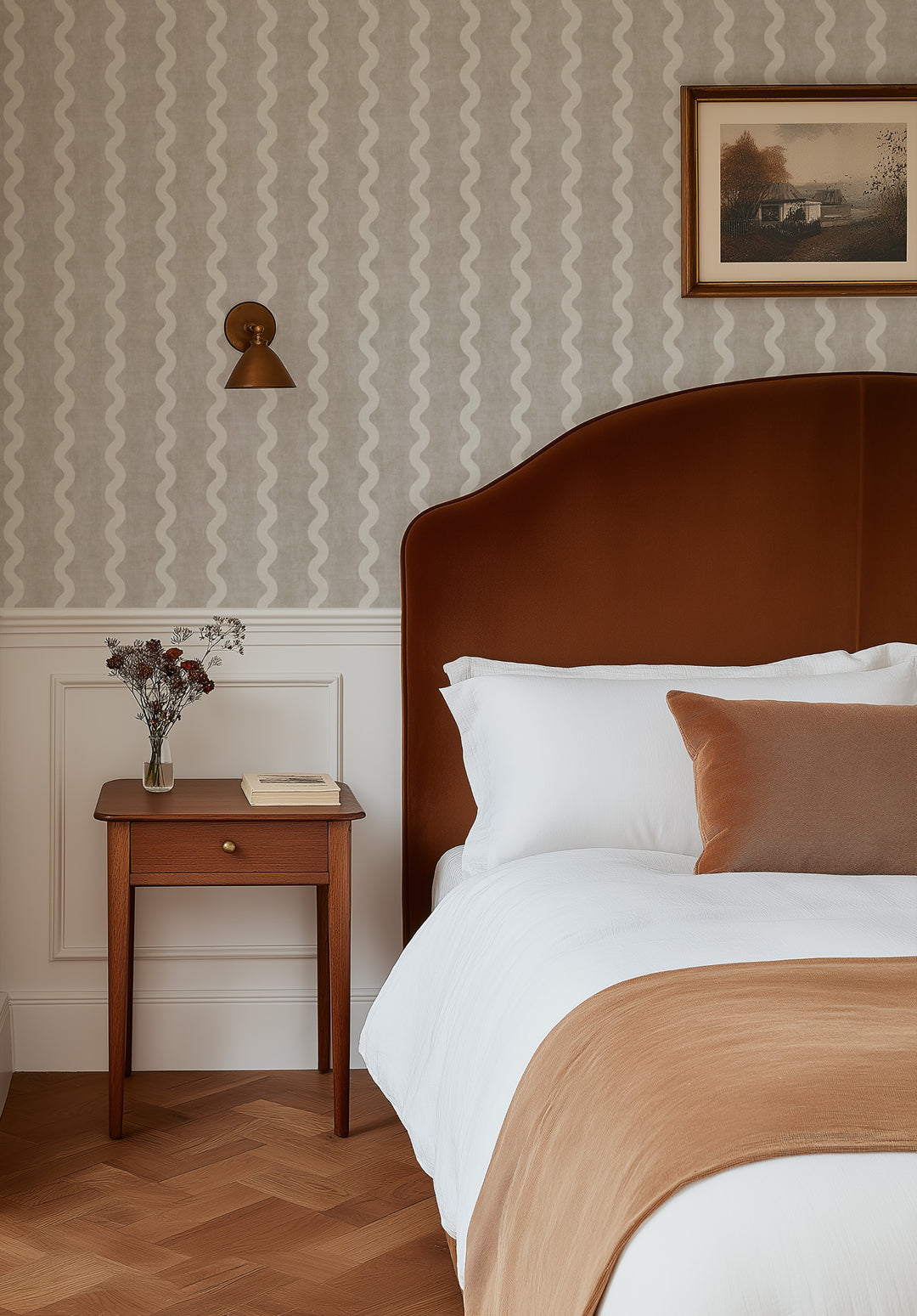 Minimalist Linen Wave Stripe Wallpaper