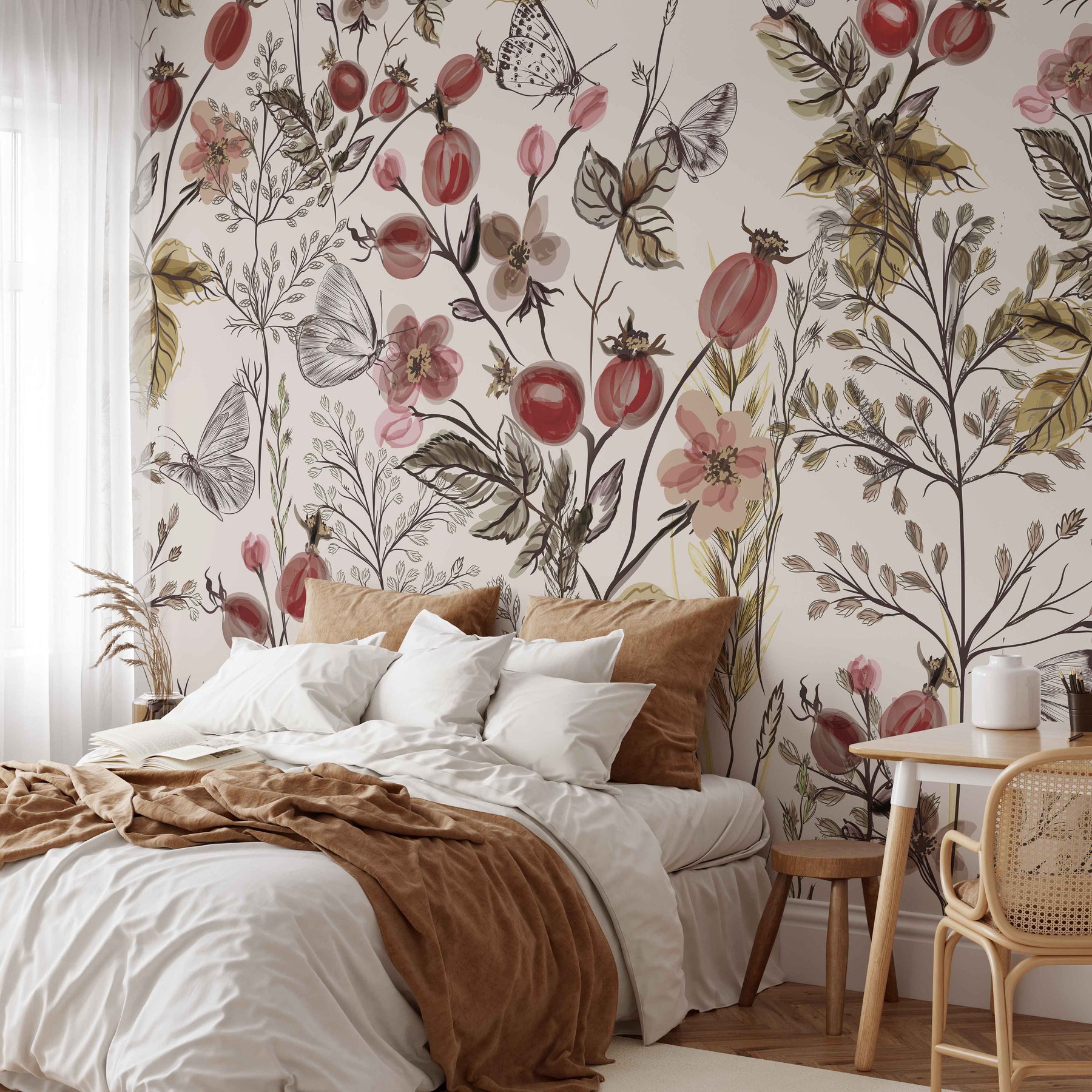 Boho Butterfly Garden Mural – Koko Art Shop
