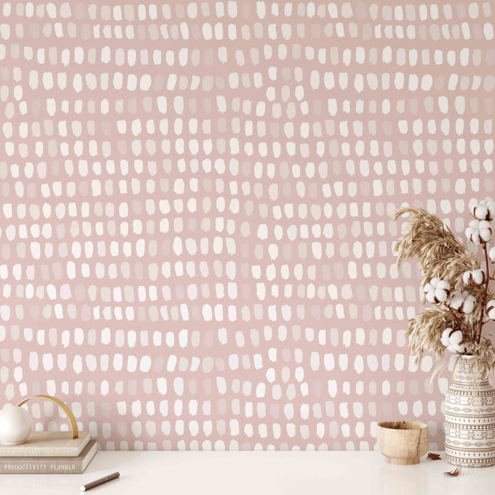 Papel pintado Patrón moteado en rosa suave