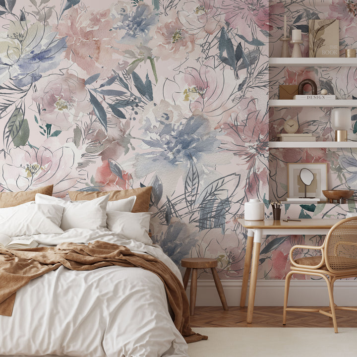 Watercolor Floral Mural