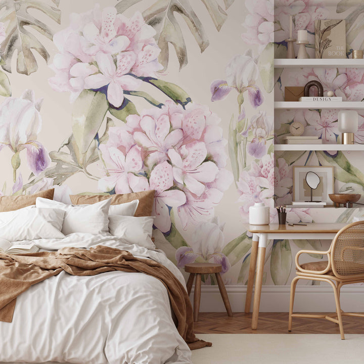 Orchid and Monstera Garden Mural