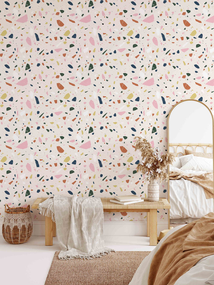 Boho Multicolor Terrazzo Wallpaper