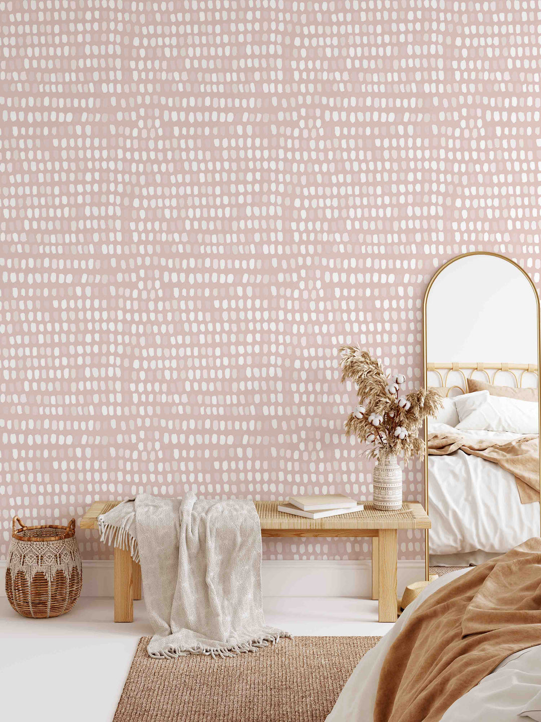 Papel pintado Patrón moteado en rosa suave