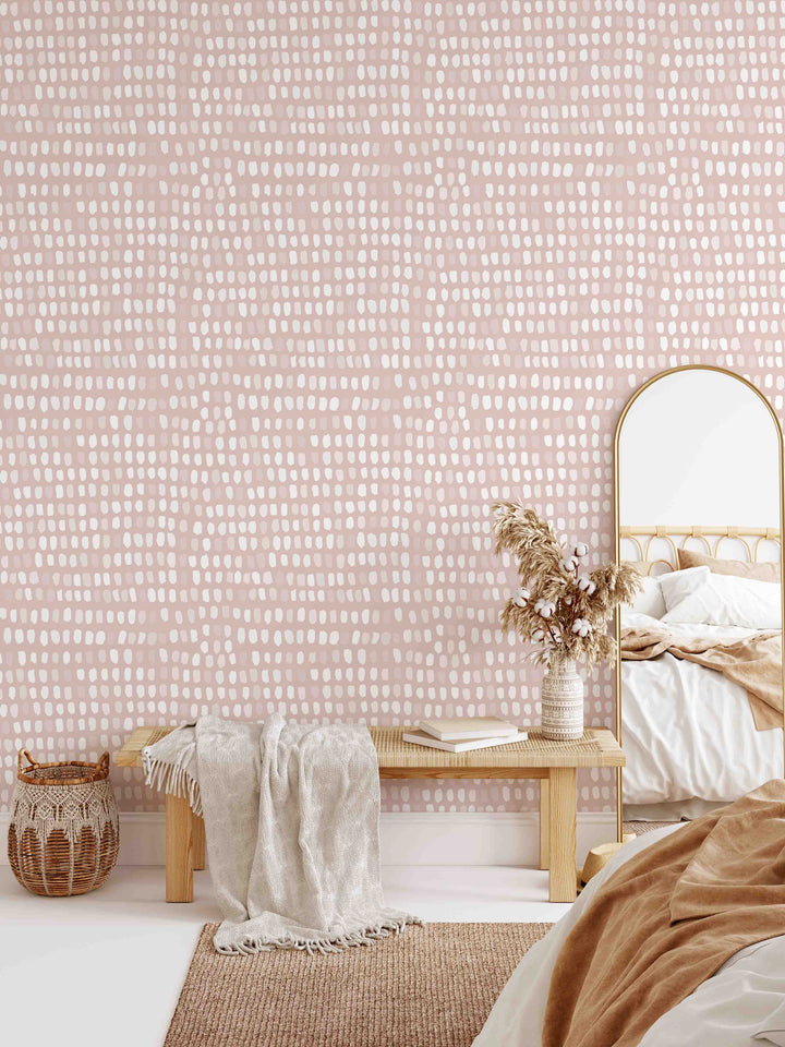 Papel pintado Patrón moteado en rosa suave
