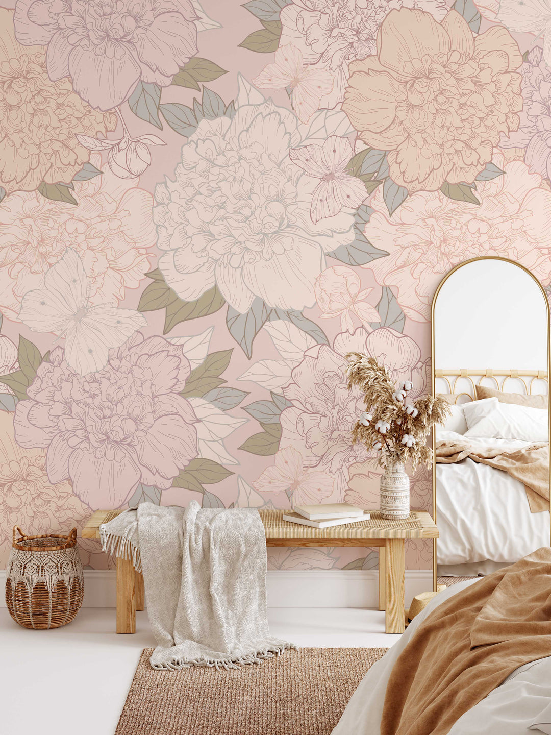 Peonies and Butterflies Mural