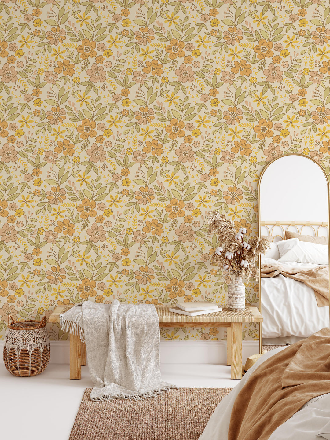 Papel pintado floral vintage bohemio