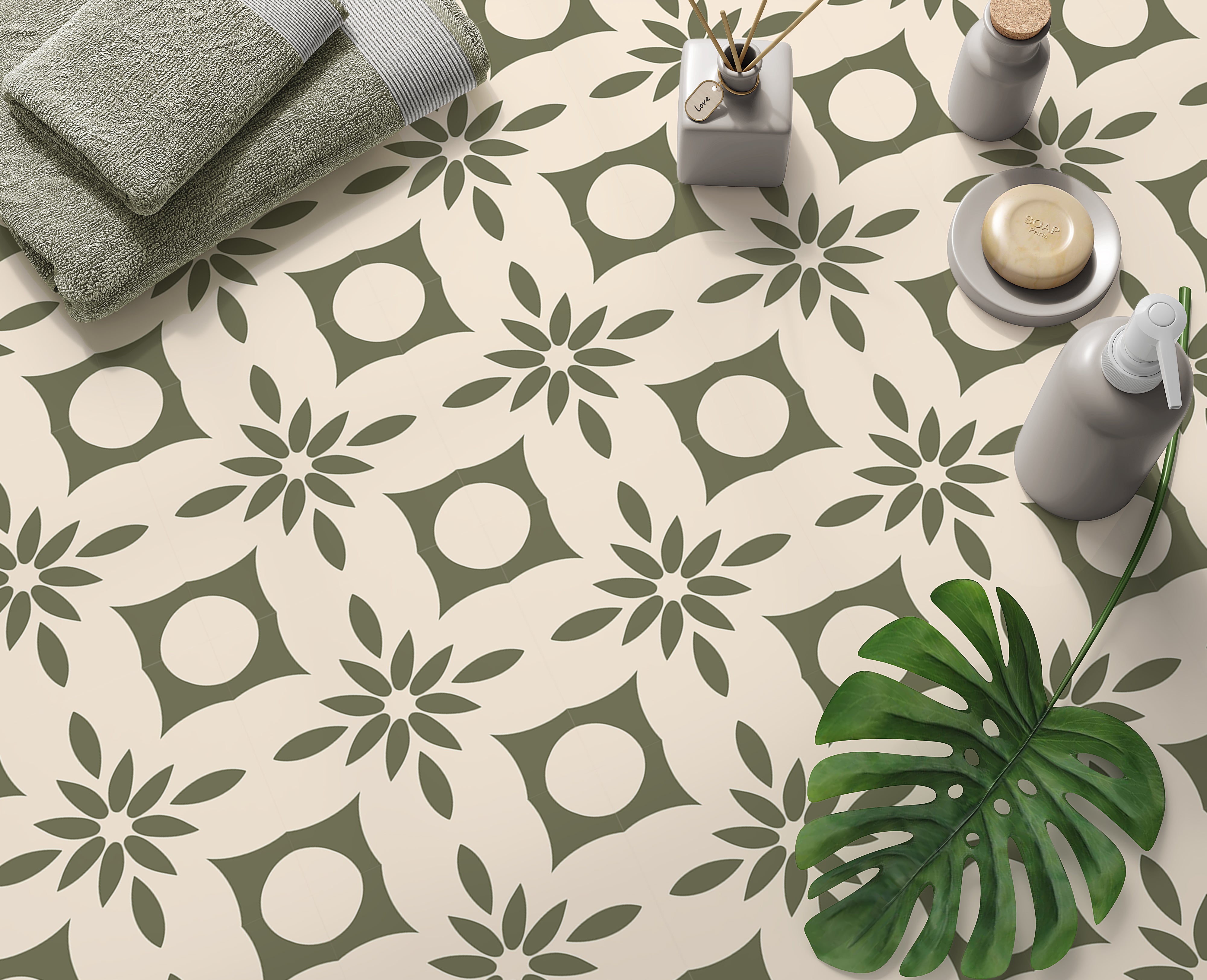 Olive Boho Pattern Tile Decal Vinyl Stickers Pack – Koko Art Shop