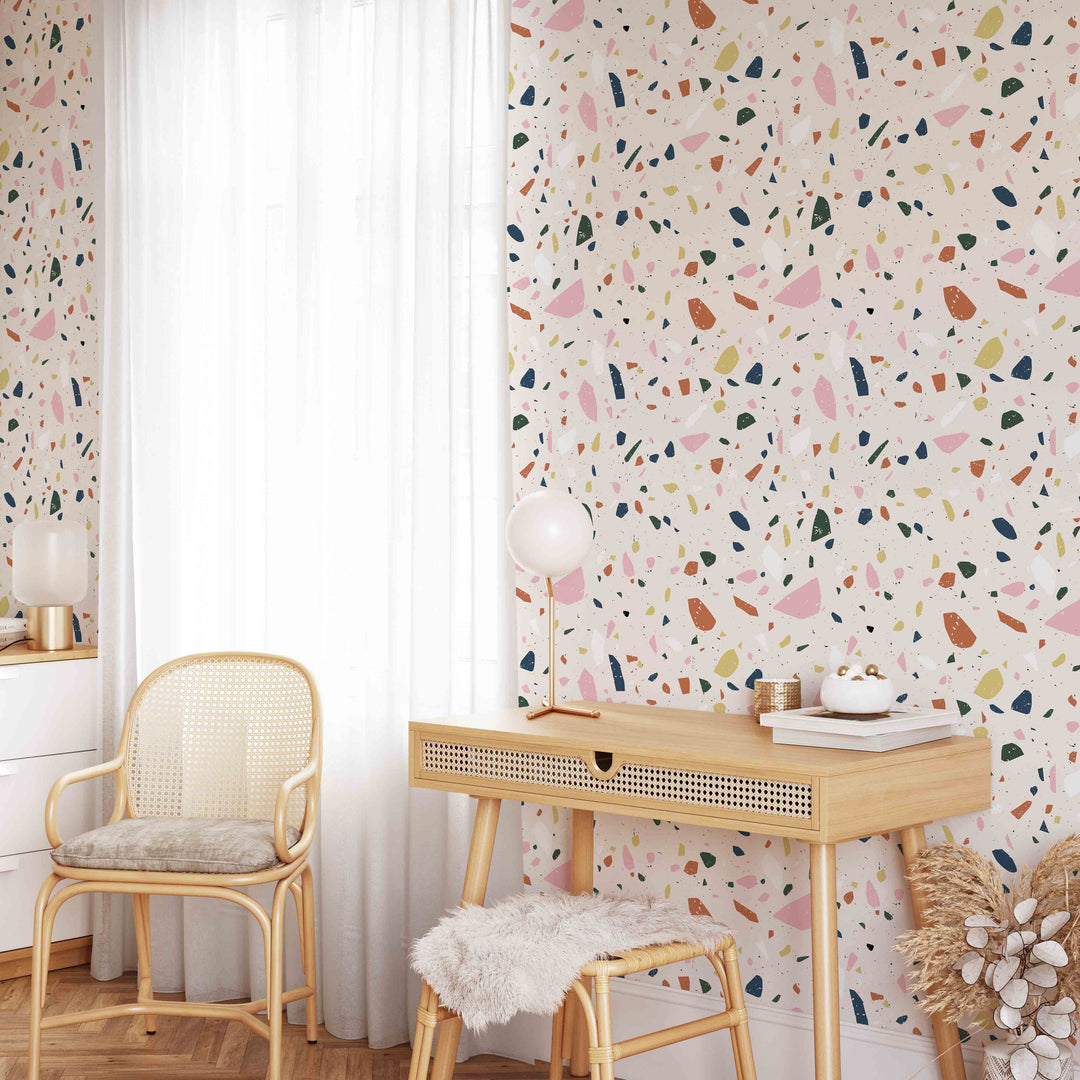 Boho Multicolor Terrazzo Wallpaper