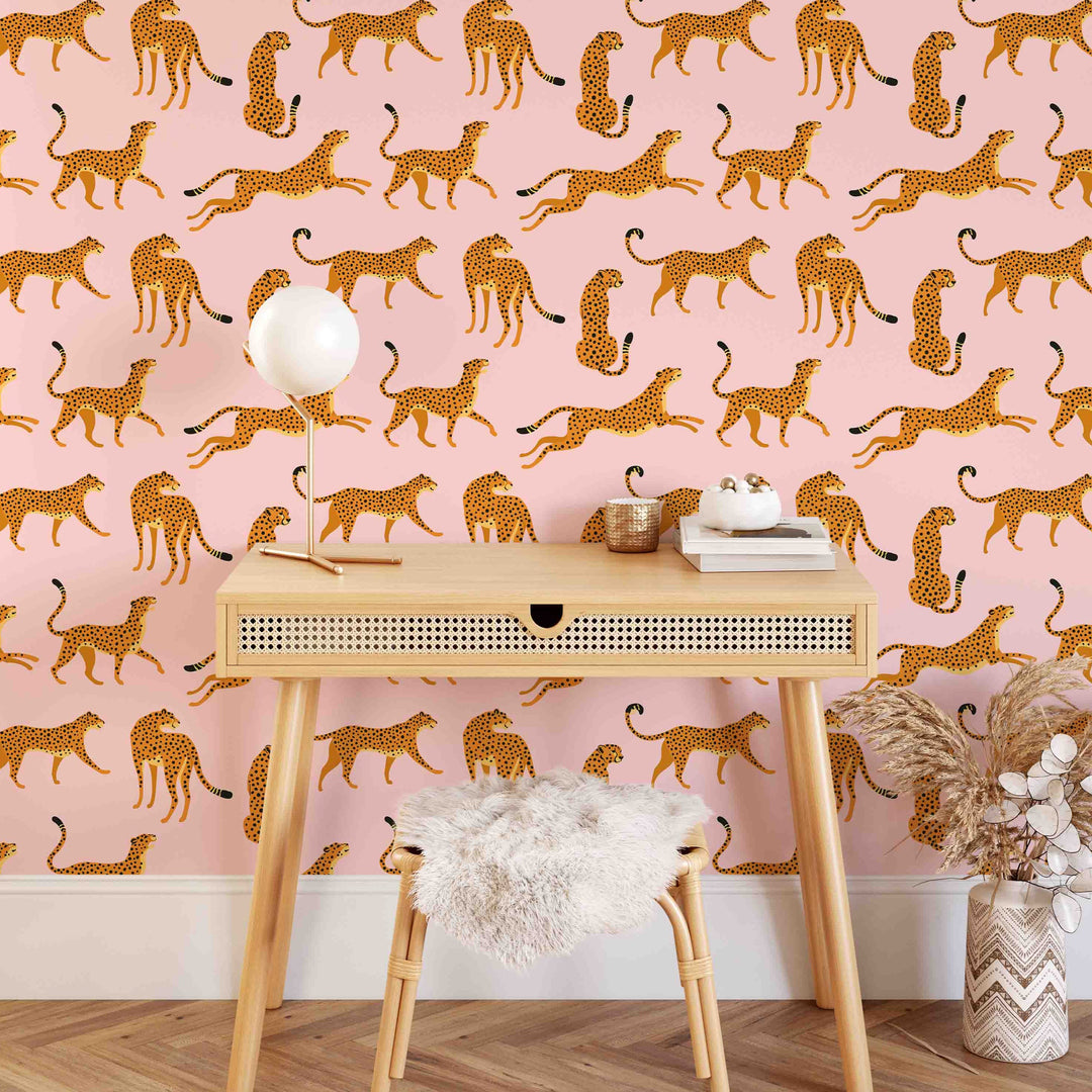 Pink Boho Cheetah Wallpaper