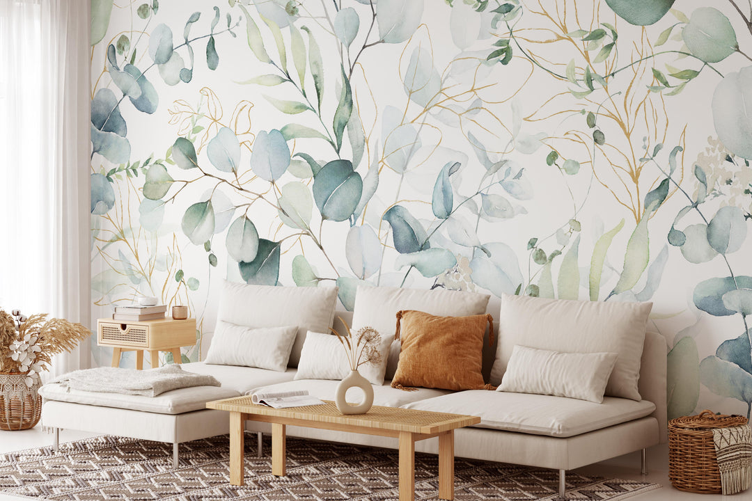 Parker Eucalyptus Watercolor Leaves Mural