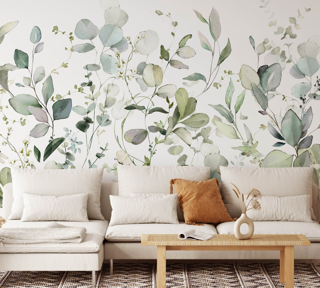 Auden Eucalyptus Watercolor Leaves Mural