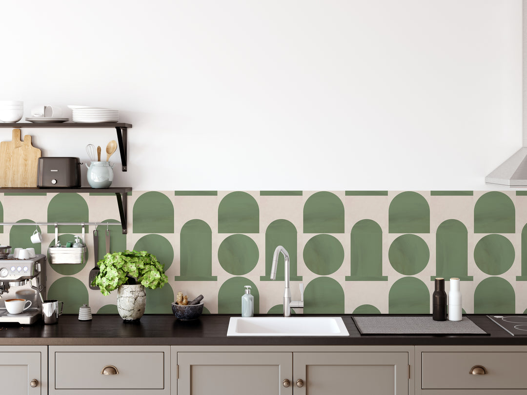 Paquete de pegatinas de vinilo con calcomanías de azulejos verdes boho
