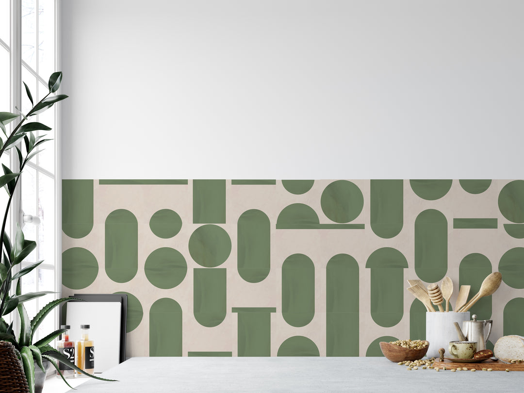 Paquete de pegatinas de vinilo con calcomanías de azulejos verdes boho