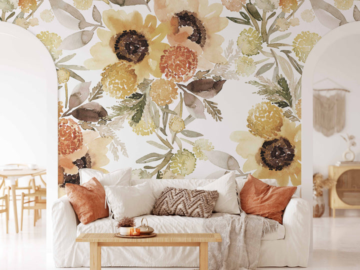 Sunflowers Watercolor Mural