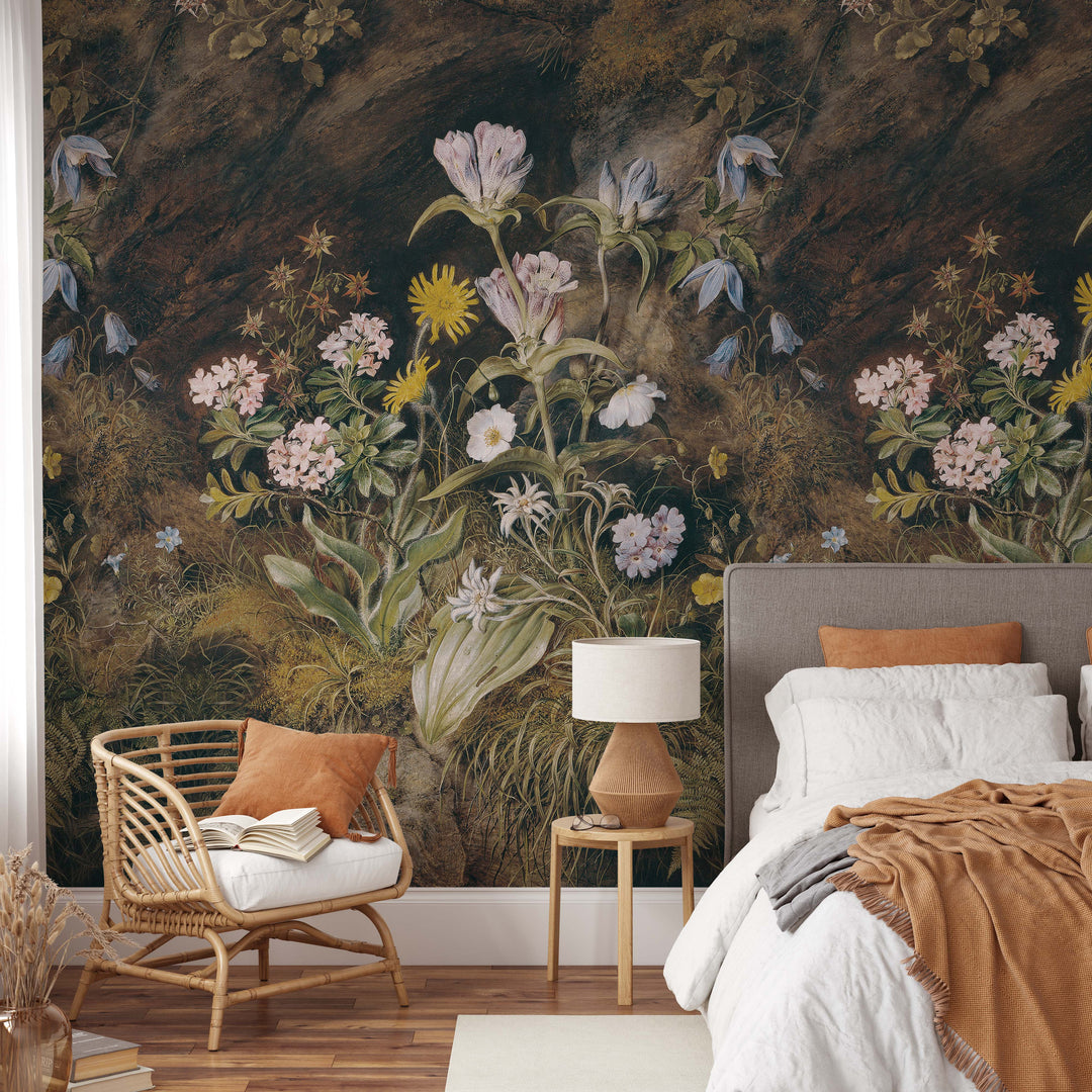 Dark Floral Vintage Mural