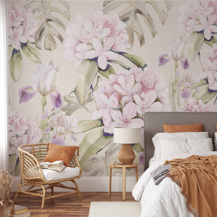 Orchid and Monstera Garden Mural