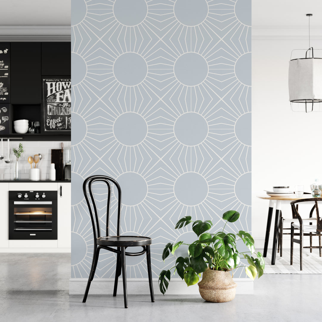 Paquete de pegatinas de vinilo con calcomanías de azulejos de sol azul claro boho