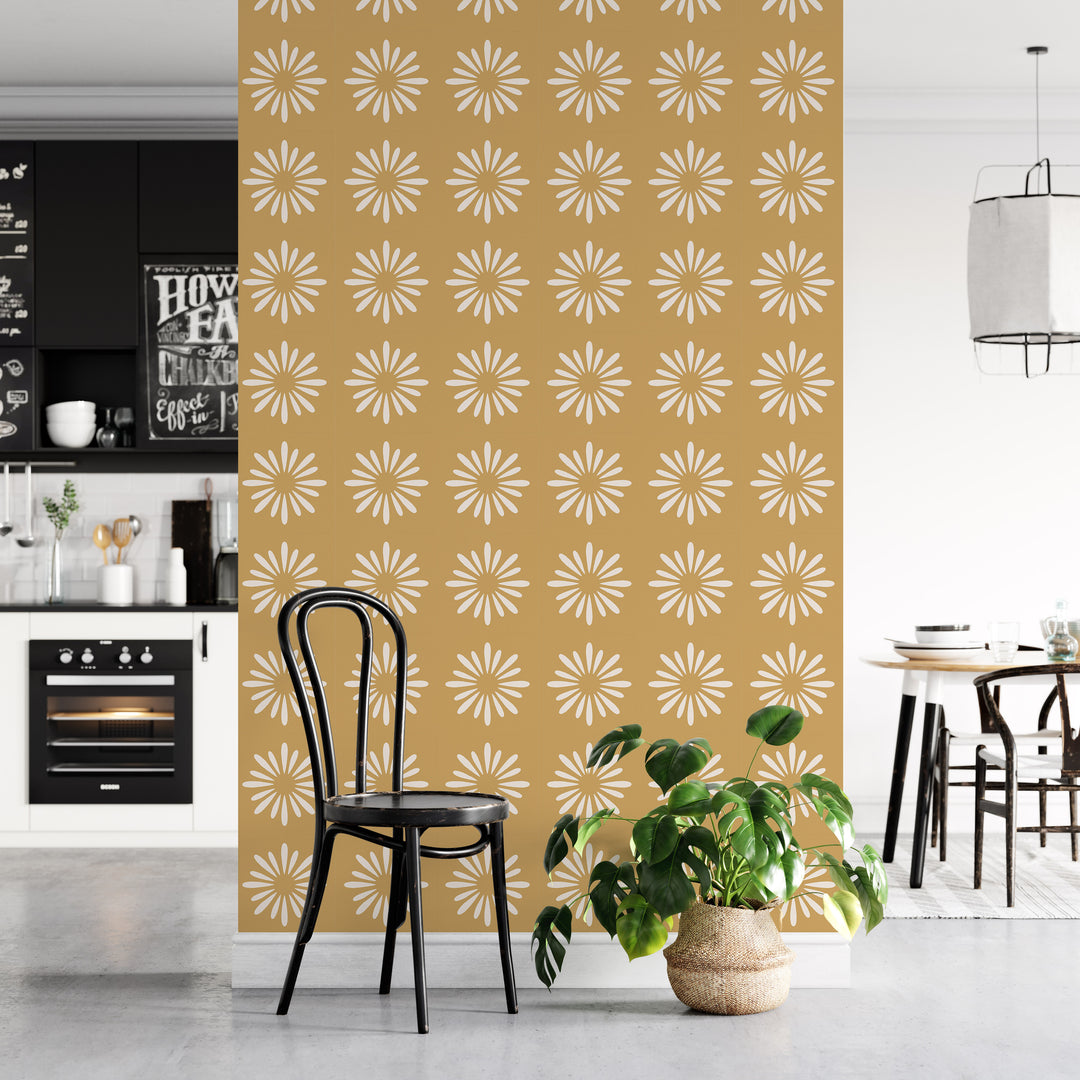 Boho Spring Mustard Floral Tile Decal Vinyl Stickers Pack