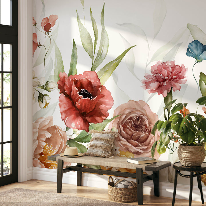 Mural de jardín romántico salvaje