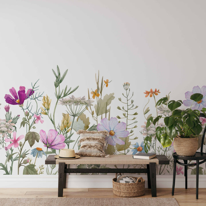 Mural de campo de flores silvestres
